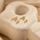 Brincos com pérolas e diamantes