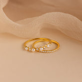 Conjunto de anéis empilháveis de pérolas Pave