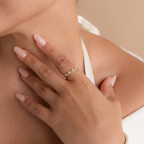 Conjunto de anéis empilháveis de pérolas Pave