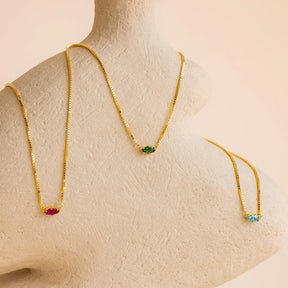 Colar delicado com pedra de nascimento Marquise