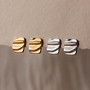 Brincos Tachas quadradas onduladas ousadas