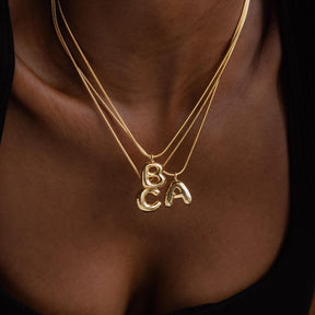Bubble Letter Necklace in 18K Gold