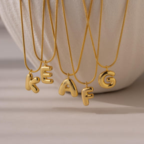 Bubble Letter Necklace in 18K Gold