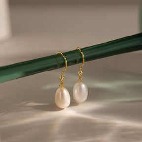 Brincos de pérolas e diamantes pendurados