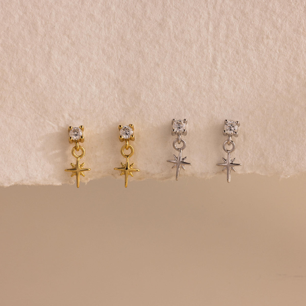 Brincos de Pressão com Estrela Flatback
