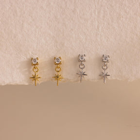 Brincos de Pressão com Estrela Flatback