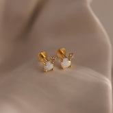 Brincos de Pressão com Opala e Diamante